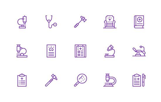 Examination Set with 15 Regular Line Icons User Interface Icons for Digital Products vector