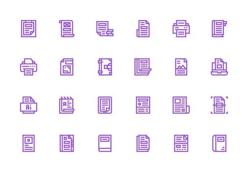 pdf visual paquete conteniendo 24 grueso línea línea íconos escalable íconos para todas temas vector