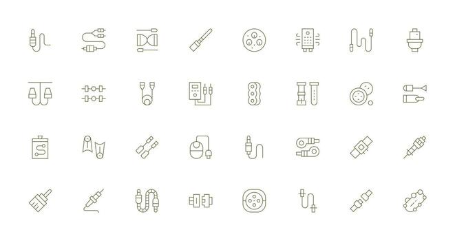 Thin Line Icons from Connector Set with 32 Vectors UI-Ready Icon Collection