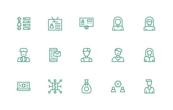 15 Regular Line Icons for Account Graphics Web and App Icon Pack Collection vector