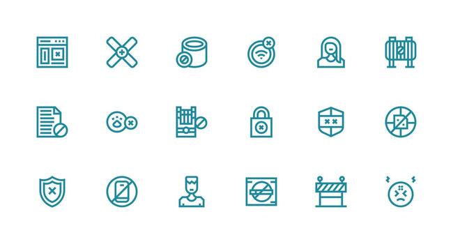 18 Strong Stroke Line Style Icons from Access Denied Collection Multi-Style Icons for Creative Projects vector