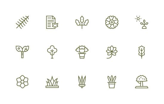 Leafy Visual Pack containing 15 Regular Line Icons Multi-Style Icon Collection vector