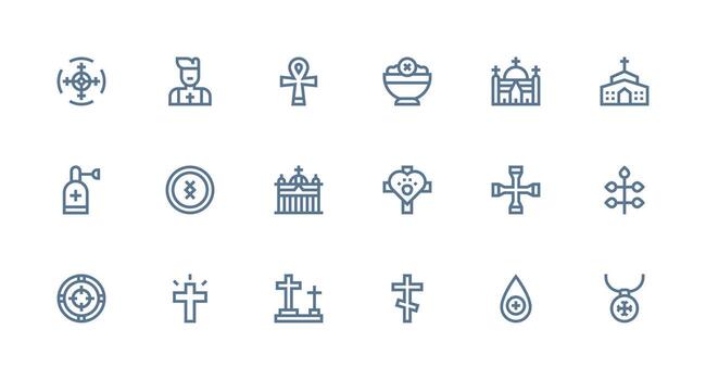 Cross Icon Set with 18 Strong Stroke Line Graphics Icons Built for Visual Consistency Pack vector