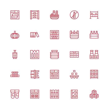 25 Icons for Containers in Medium Stroke Outline Format Simple Icons for Interface and Wireframes vector