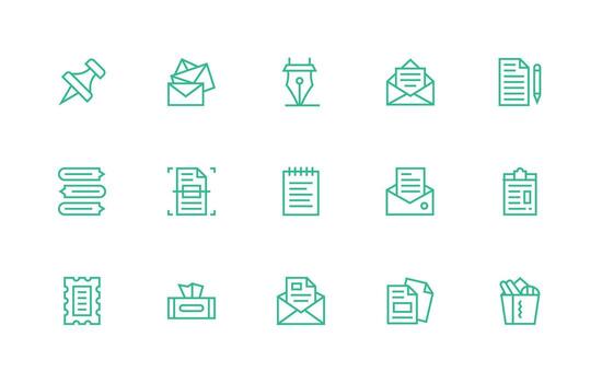 15 Icons for Paper in Regular Line Format Neatly Designed Icons for Web Platforms vector