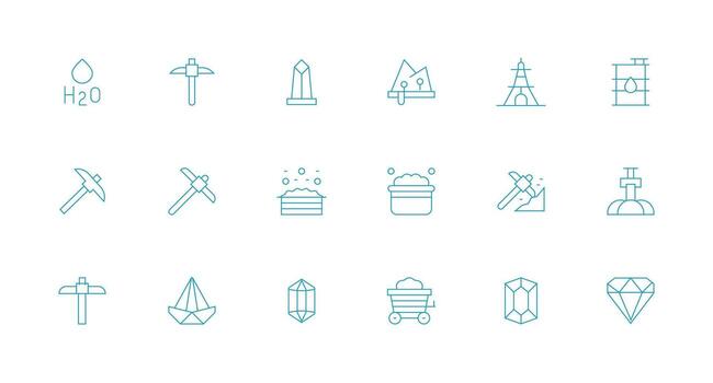 Mineral featuring 18 Icons in Minimal Line Design Responsive Icon Set for Flexible Layouts vector