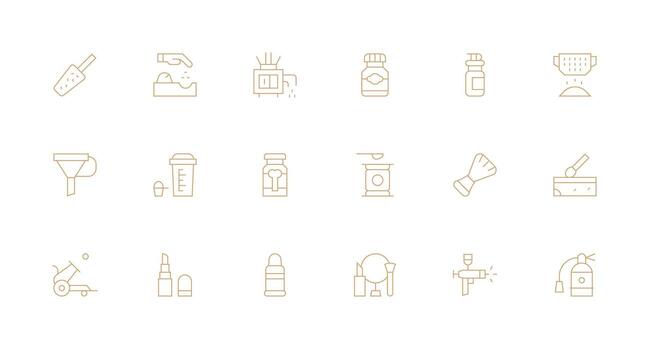 Powder Icon Set with 18 Minimal Line Graphics Icon Collection Set vector