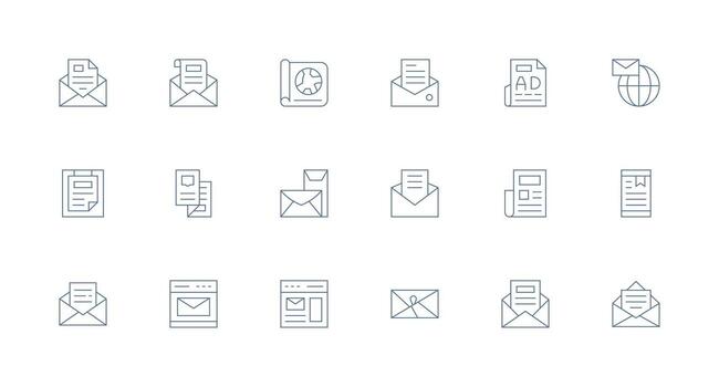 18 Minimal Line Icons for Newsletter Graphics Digital Icon Collection vector