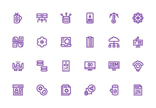Thick Line Line Style Data Management Icons with 24 Vectors Interface Icon Collection for Daily Projects