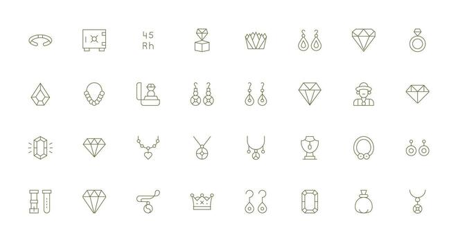 Jewelry Visual Pack containing 32 Thin Line Icons Icon Set for Projects vector