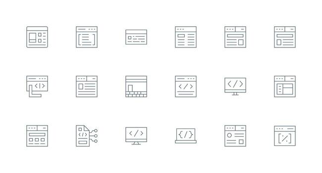 18 Minimal Line Icons for Css Graphics Clean Icon Set Icon Pack for UI Projects vector