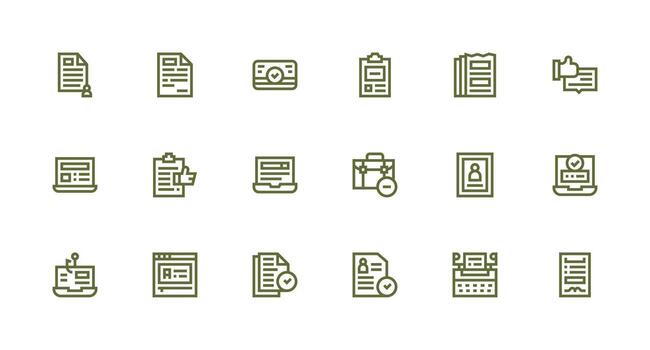 18 íconos para sumisión en fuerte carrera línea formato ligero icono serie para rápido prototipos vector