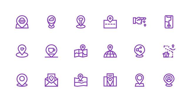 Geolocation including 18 Strong Stroke Line Illustrations Simple Icons for Interface and Wireframes vector