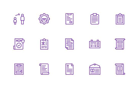 15 regular línea diseños para pautas íconos completar icono conjunto para móvil aplicaciones vector