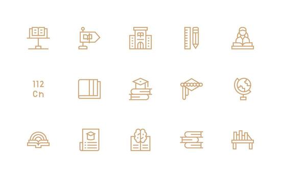 15 Icons for Academic in Regular Line Format Interface Icon Collection vector