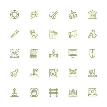 Warning Icon Set with 25 Medium Stroke Outline Graphics Minimal Icon Set for Interface Projects vector