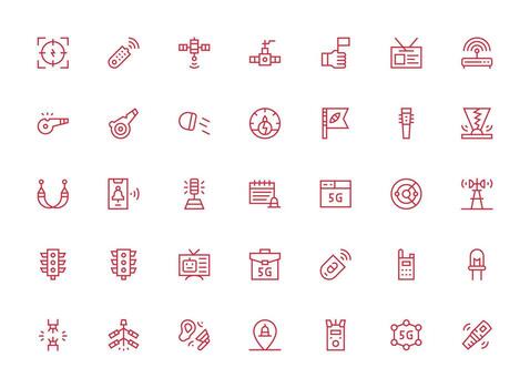 señal icono colección con 35 regular limpiar línea diseños interfaz icono colección vector