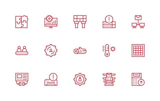 15 Regular Line Vectors for System Theme Simple Icons for Interface and Wireframes