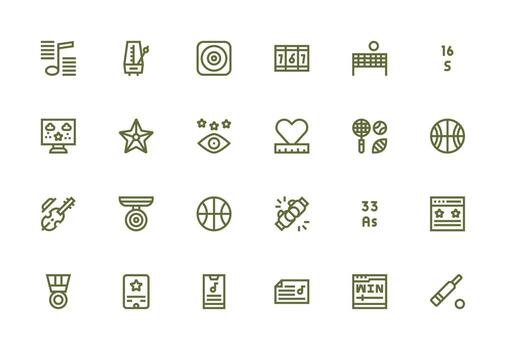 24 Thick Line Line Icons for Score Graphics Clean Icon Set Icon Pack for UI Projects vector
