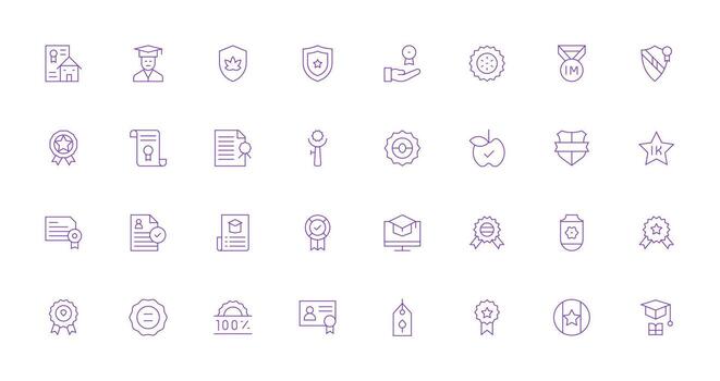 32 Thin Line Icons for Certification Graphics Editable Icon Collection vector