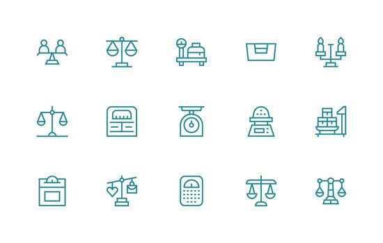 15 Regular Line Designs for Weighing Icons Flexible Icon System for Web Interfaces vector