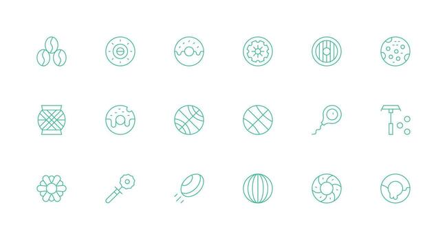 mínimo línea íconos desde redondo conjunto con 18 vectores detallado icono colección para diseño sistemas