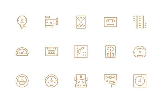 15 Regular Line Designs for Analog Icons UI-Ready Icon Collection vector