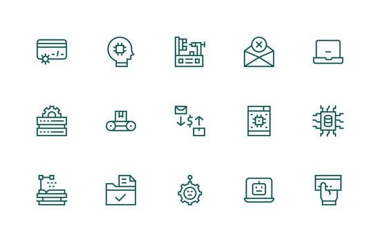 15 Regular Line Icons for Processing Graphics Organized Glyph Icons for Fast Design vector