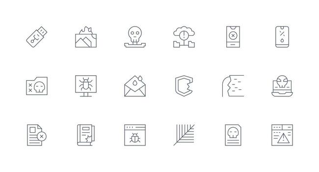 Minimal Line Style Corrupted Icons with 18 Vectors Pixel Perfect Icon Set