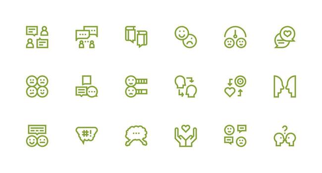 Opinion Icon Set with 18 Strong Stroke Line Graphics Clean Icon Collection for Web Use vector
