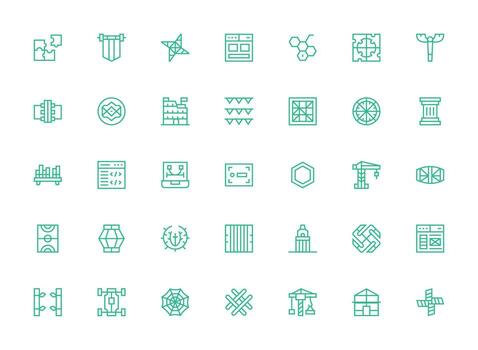 35 Icons for Framework in Regular Clean Line Format Optimized Icon Pack for Digital Products vector
