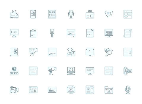 Light Line Icons from News Set with 35 Vectors Neatly Designed Icons for Web Platforms