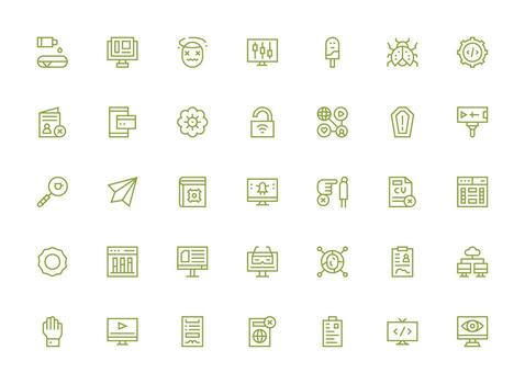 Application including 35 Regular Clean Line Illustrations Clean Icon Collection for Web Use vector