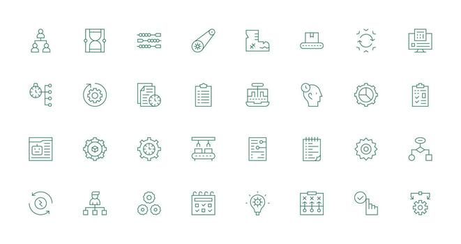 Workflow Set with 32 Thin Line Icons Multi-Purpose Icon Set vector