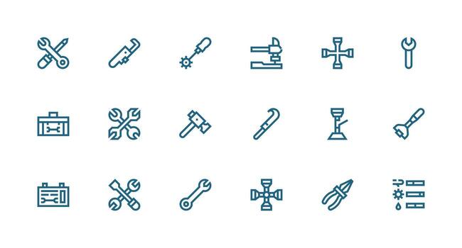 Wrench Icon Set with 18 Strong Stroke Line Graphics Clean Icon Set Icon Pack for UI Projects vector