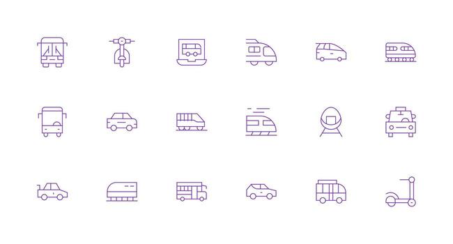 Minimal Line Style Commute Icons with 18 Vectors Clean Icon Set Icon Pack for UI Projects