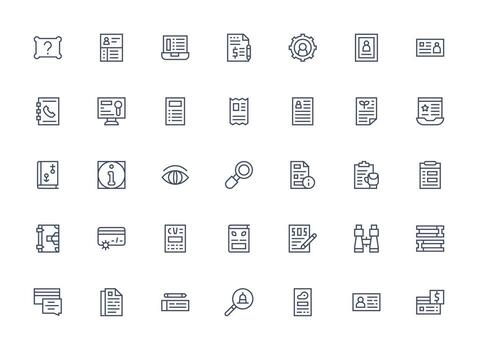 35 Icons for Details in Regular Clean Line Format Reliable Icons for All Interfaces vector