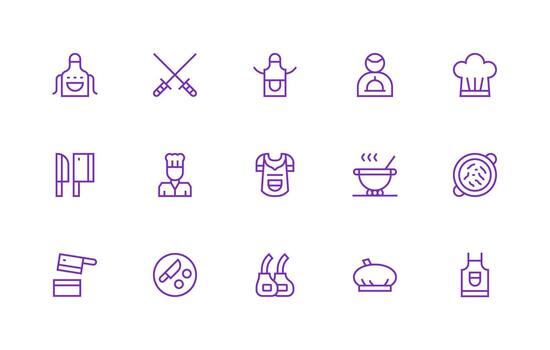 15 Icons for Chef in Regular Line Format Multi-Style Icon Collection vector