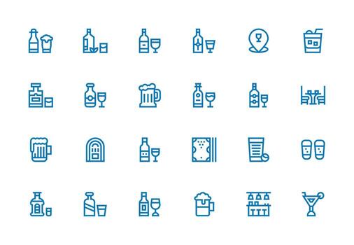Pub featuring 24 Icons in Thick Line Line Design Basic Icon Series vector
