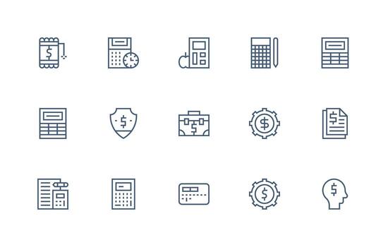 regular línea estilo presupuesto íconos con 15 vectores funcional icono serie