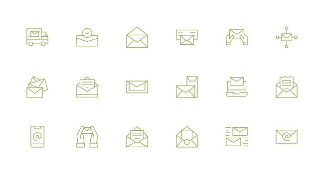 digital correo incluso 18 mínimo línea ilustraciones monitor icono paquete vector