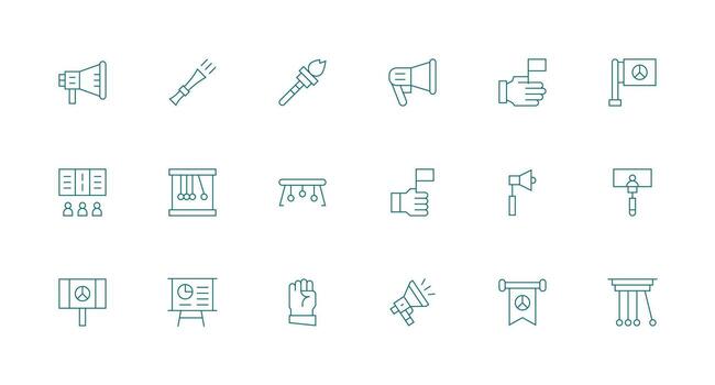 demostración icono conjunto con 18 mínimo línea gráficos rápido acceso íconos para ui desarrollo vector