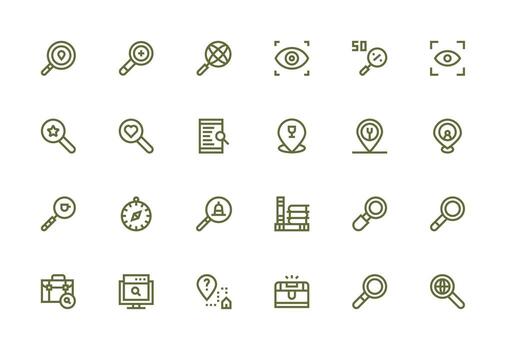 24 Thick Line Line Icons for Find Graphics Icon Set for Apps vector