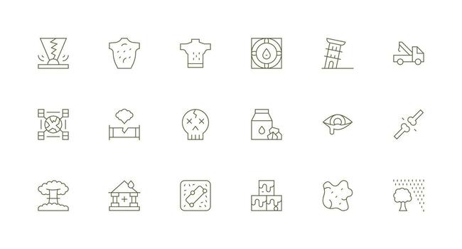 18 Minimal Line Icons for Damage Graphics Complete Icon Set for Mobile Apps vector