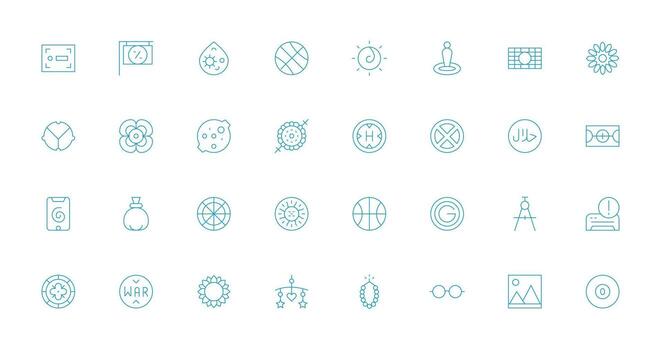 circulo incluso 32 Delgado línea ilustraciones limpiar icono conjunto icono paquete para ui proyectos vector