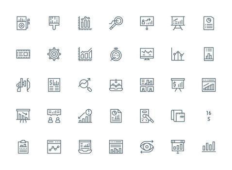 Regular Clean Line Style Metrics Icons with 35 Vectors Interface Icon Collection for Daily Projects