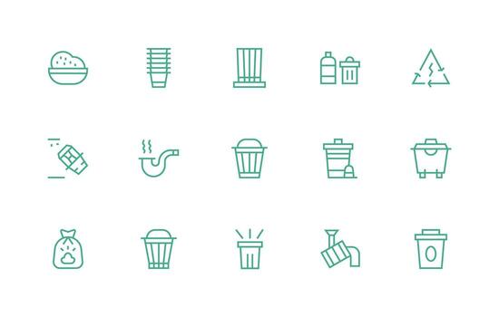 Regular Line Icons from Disposal Set with 15 Vectors Icon Set for Projects