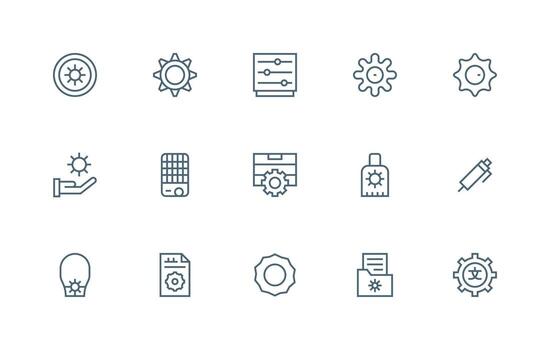 15 regular línea vectores para personalizar tema compacto icono conjunto