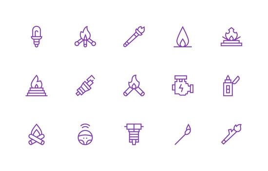 15 Icons for Ignition in Regular Line Format Pixel Perfect Icons for Modern Apps vector