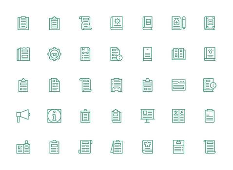 Regular Clean Line Style Instructions Icons with 35 Vectors Interface Icon Collection